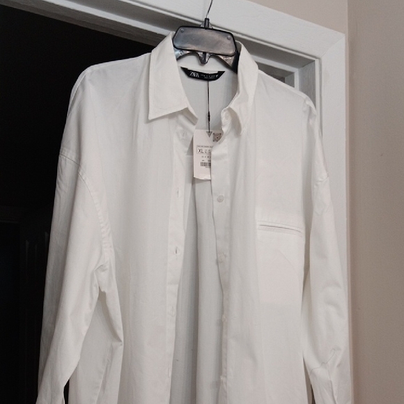 Zara White Oversized Button Down Shirt -NWT - Picture 1 of 6